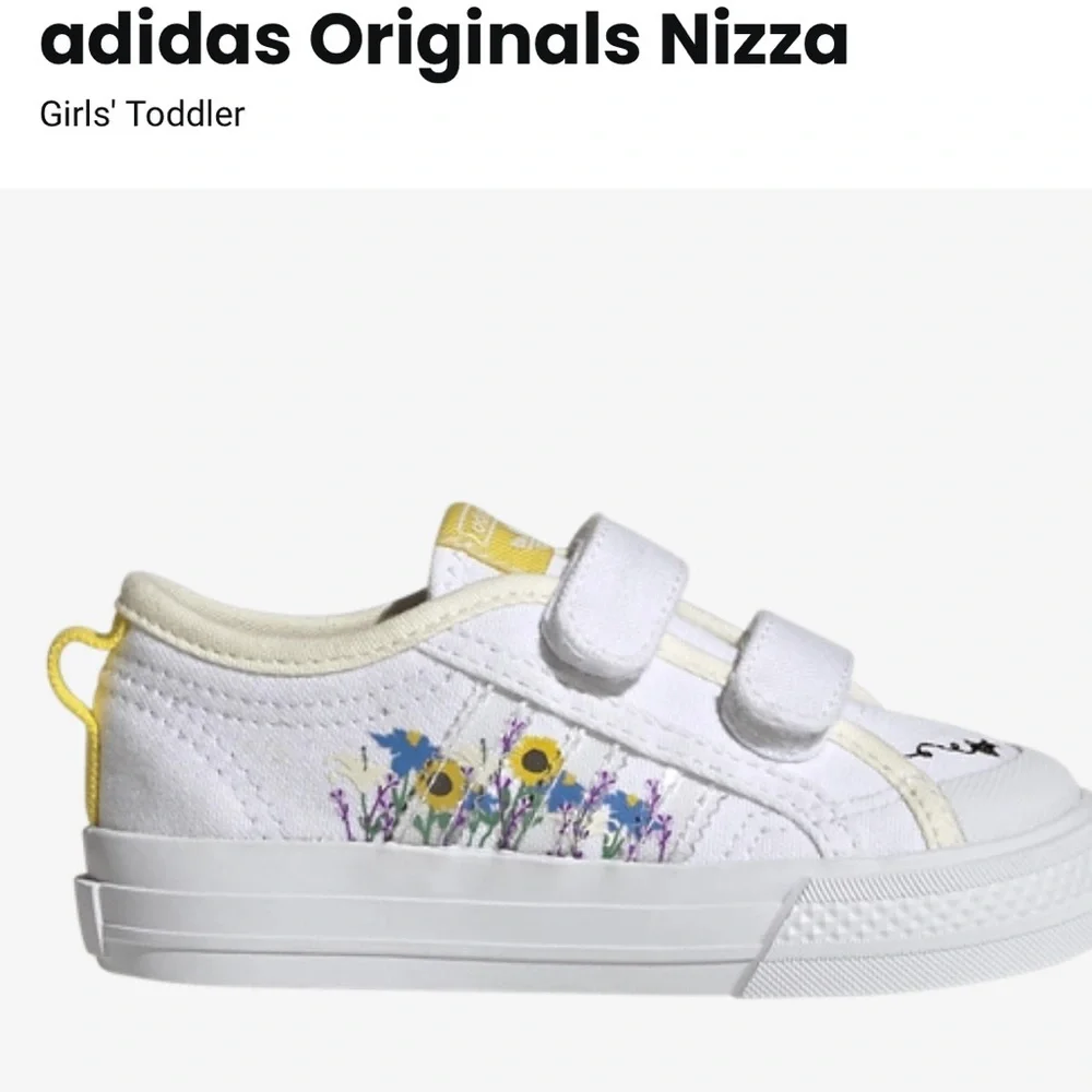 Adidas Originals Nizza Kids Toddler sz 4K BEE-Lieve Flowers‎ Yellow Canvas Shoes